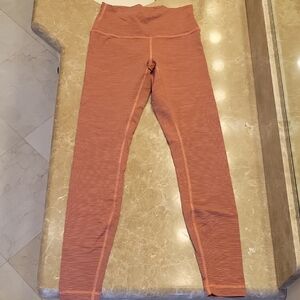 Lululemon Orange/gray Micro Striped High-Waisted Leggings for Active Comfort, 6